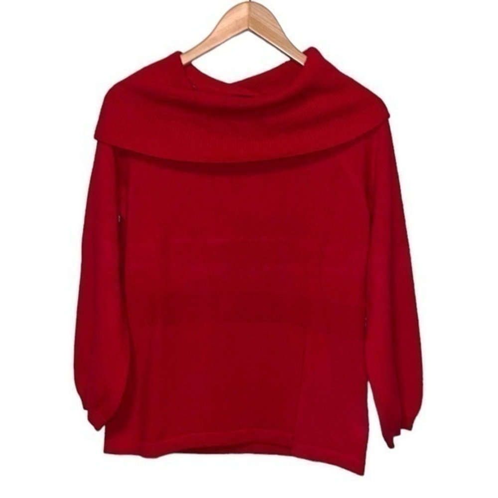 Jones New York Collection Cashmere Sweater Cowl Neck Red Women’s Size Large